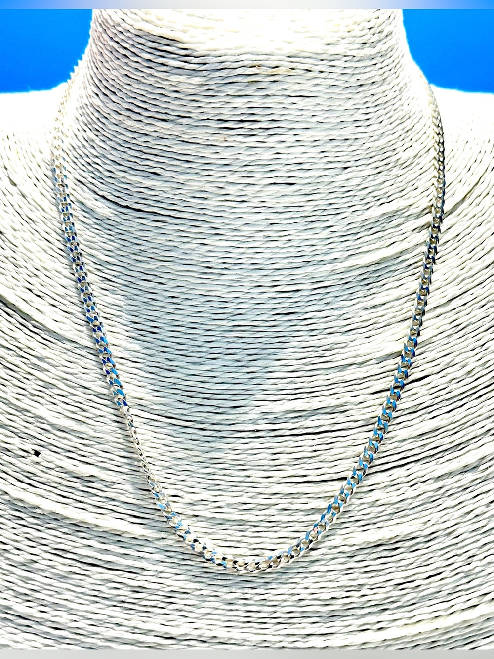 Polished Silver Cuban Link Necklace for Women 17”